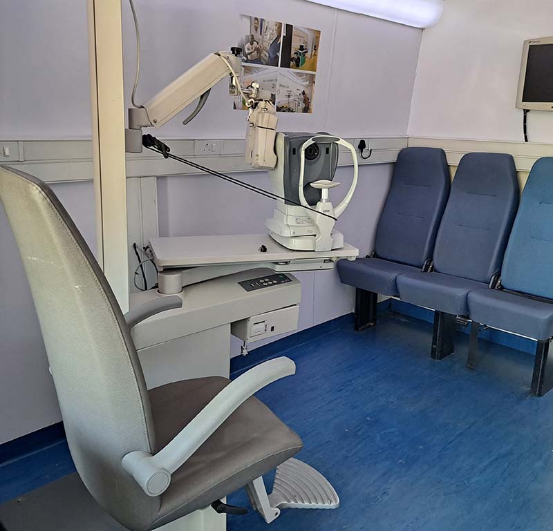 Optometry machinery inside the Road accident fund mobile clinic